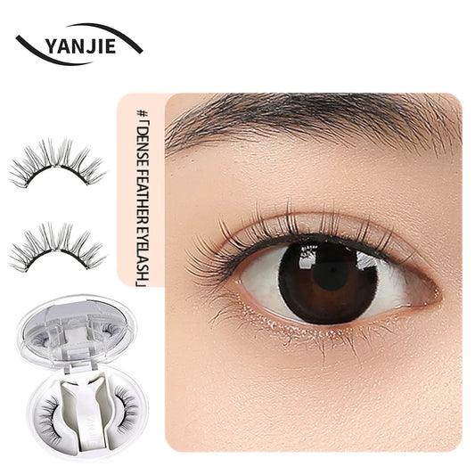 YanJie Reusable Light Weight Soft Magnetic Eyelashes Gift Set-Travel Size 7 Days Delivery Fiber Material Semi-Hand Made Magnets