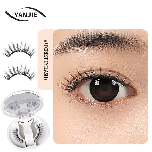 YanJie Reusable Light Weight Fluffy Magnetic Natural Soft Fiber False Eyelashes High Quality D/C Curl Eyelash Extensions Gift